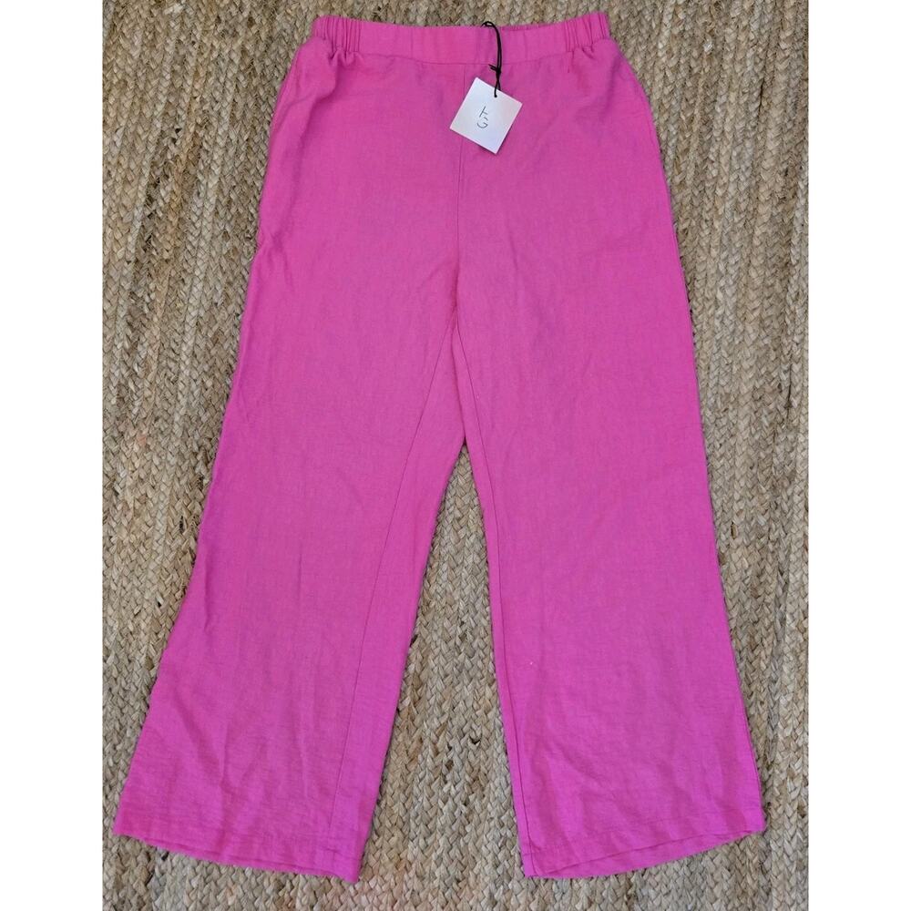 NWT Happily Grey Womens Dark Pink Wide‎ Leg Trouser Pants SZ Medium